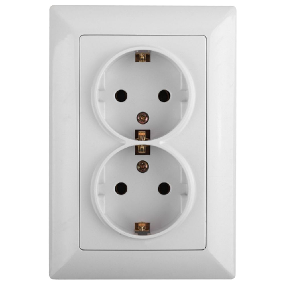 4-205-01 Intro Розетка 2X2P+E Schuko, 16А-250В, СУ, Solo, белый | Intro