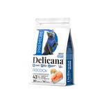 Сухой полнорационный корм для взрослых кошек с лососем DELICANA 1,5кг