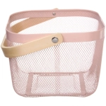 Корзина для хранения металлическая с деревянной ручкой «ФАРГО», цвет розовый, 24**24*18см