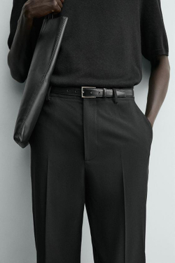 ZARA БРЮКИ STRAIGHT FIT КОМФОРТ, ЧЕРНЫЙ