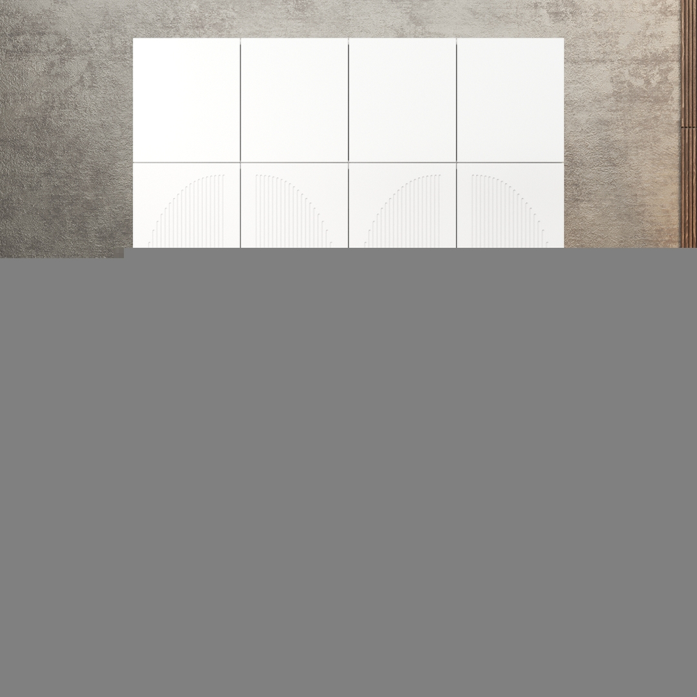 Шкаф Агератум МДФ четырехсекционный с антресолью в белой эмали - Белый Фасадный 0101  220*50*240