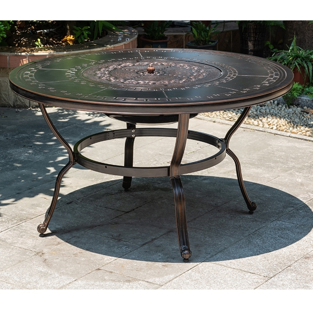 Обеденный комплект из литого алюминия стол Барбекю-4(122см) арт.47410 + 6 кресел ОПУС «OPUS» арт.74304-6