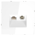 Розетка телевизионная встраиваемая VOLTUM S70 TV+RJ45 кат. 6, (белый глянцевый)