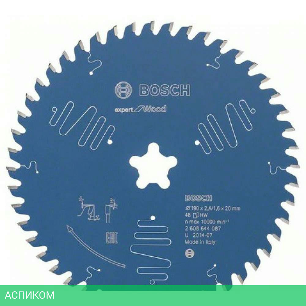 Диск пильный Bosch Expert for Wood 190xFFixx2.4/1.6x48T 2.608.644.087