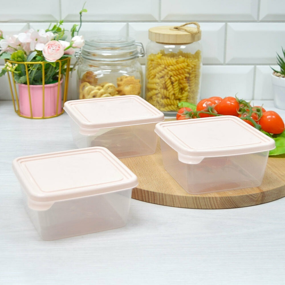 Набор контейнеров для продуктов 3шт 0,45л "Helsinki Artichoke", персиковая карамель