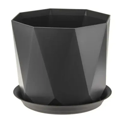Кашпо ПРИЗМА D130мм 1л с поддоном графитовый (комплект 12 шт)