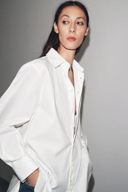 ZARA РУБАШКА ИЗ ПОПЛИНА — ZW COLLECTION, БЕЛЫЙ