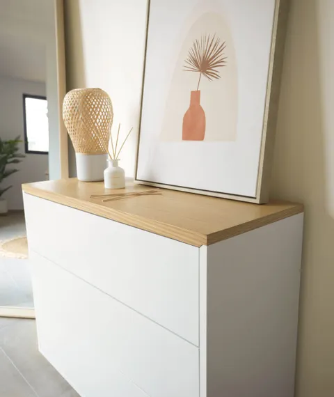 Комод Abilen шпон дуба и белый лак 90 x 75 cm