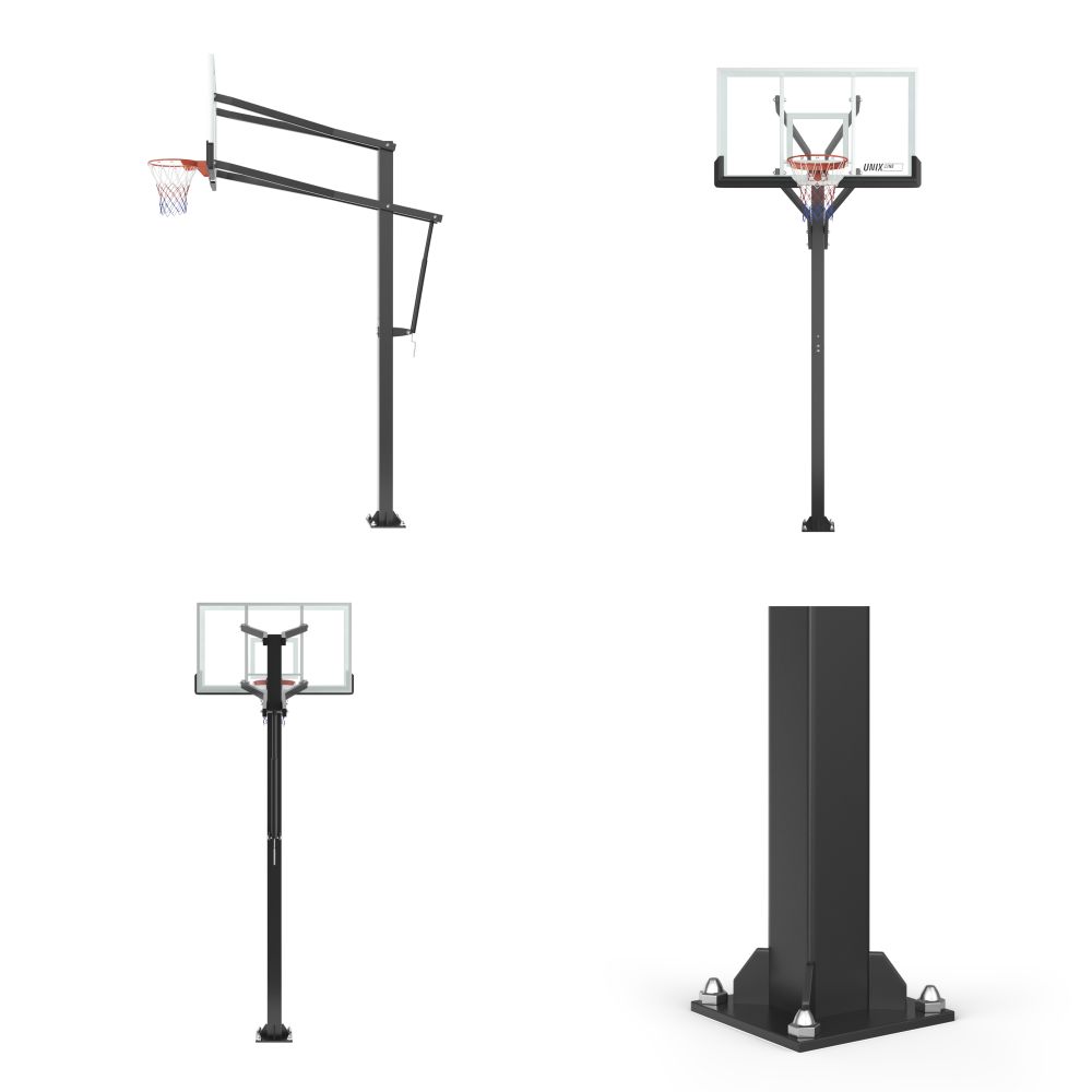 Баскетбольная стойка стационарная UNIX Line B-Stand-TG PRO 72&quot;x42&quot; R45 H230-305 см