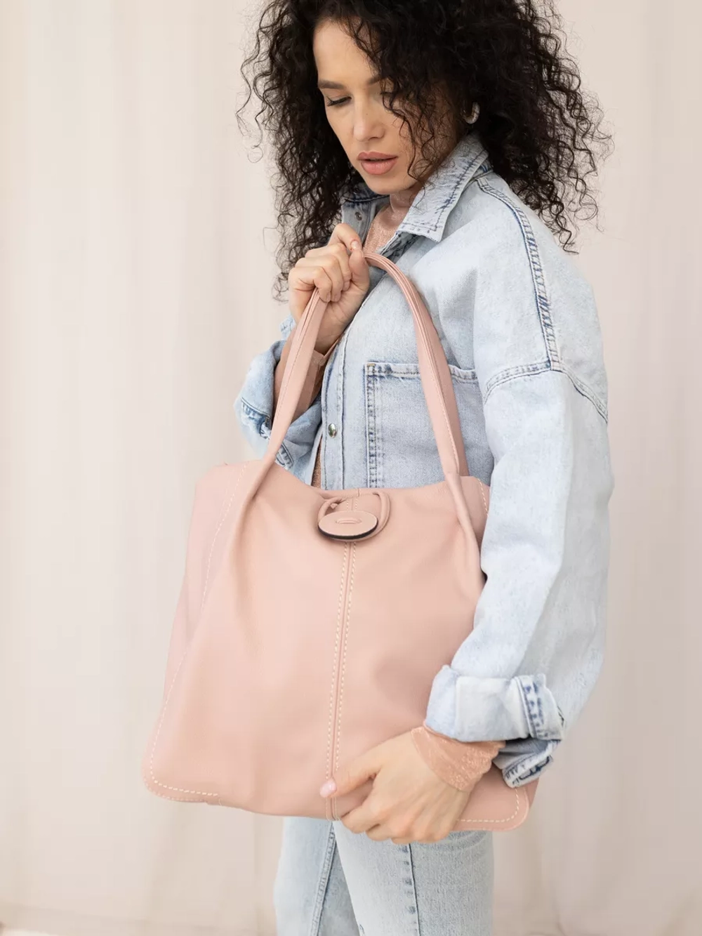 Сумка большая через плечо шоппер мешок