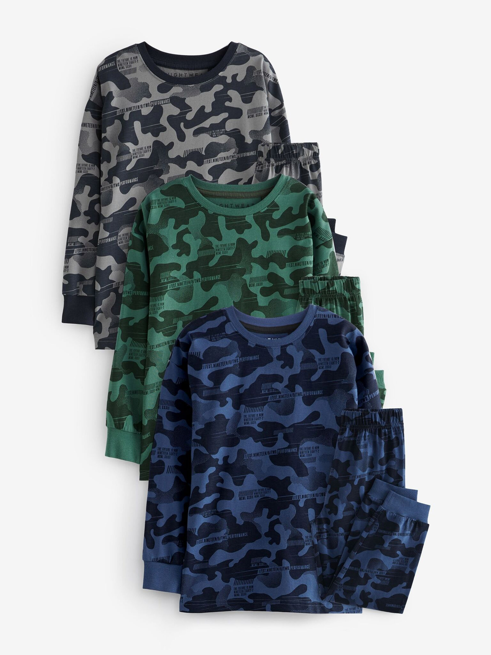 Пижама для мальчика Next 566-700, 3 шт., Серый, Синий, Зеленый