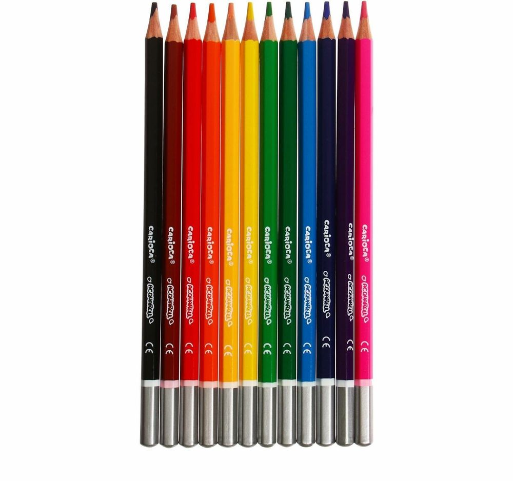 Карандаши цветные акварельные CARIOCA "Acquarell", 12 цветов, шестигранные, заточенные, 42857