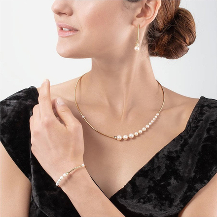 Комплект Coeur de Lion Asymmetry White-Gold колье+серьги+браслет 1102/50-1416