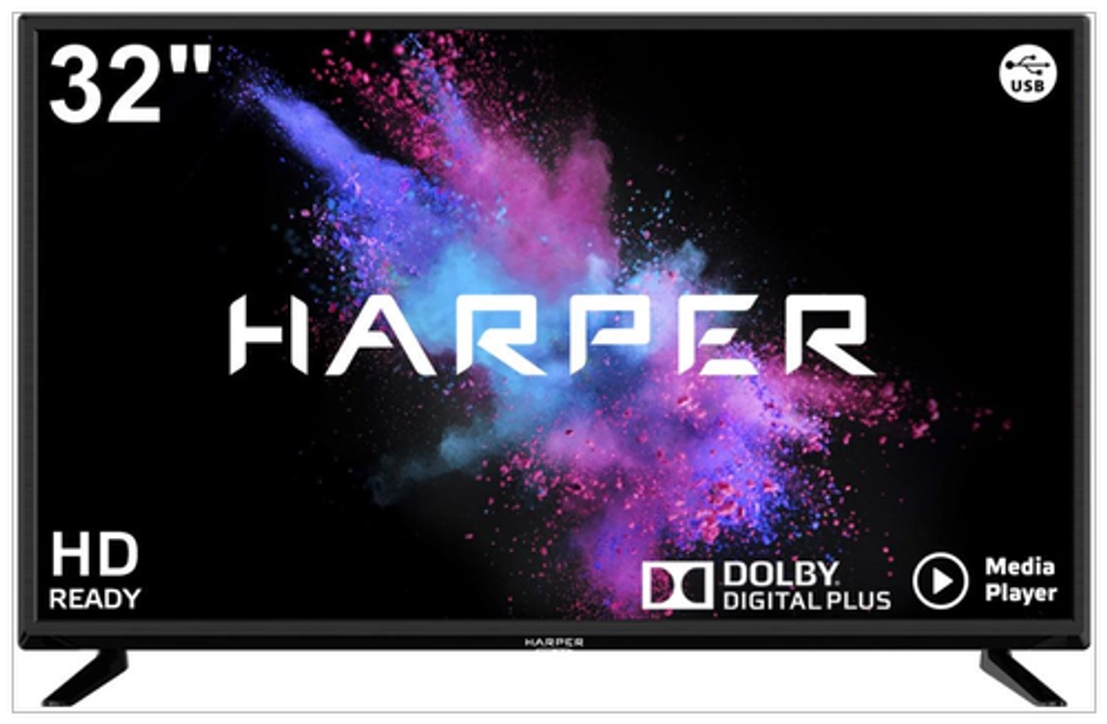 Телевизор Harper ЖК 32"; 32R690T черный