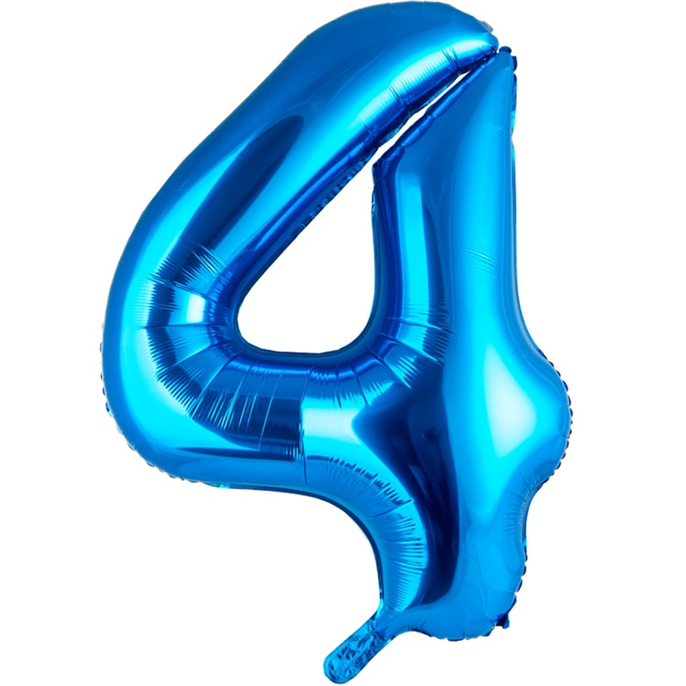 Шар фольгированный Цифра 4 113 см (Синий)