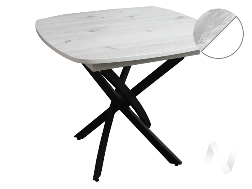 Стол раздвижной Вест (опоры черный/пластик лавант; кромка белый)