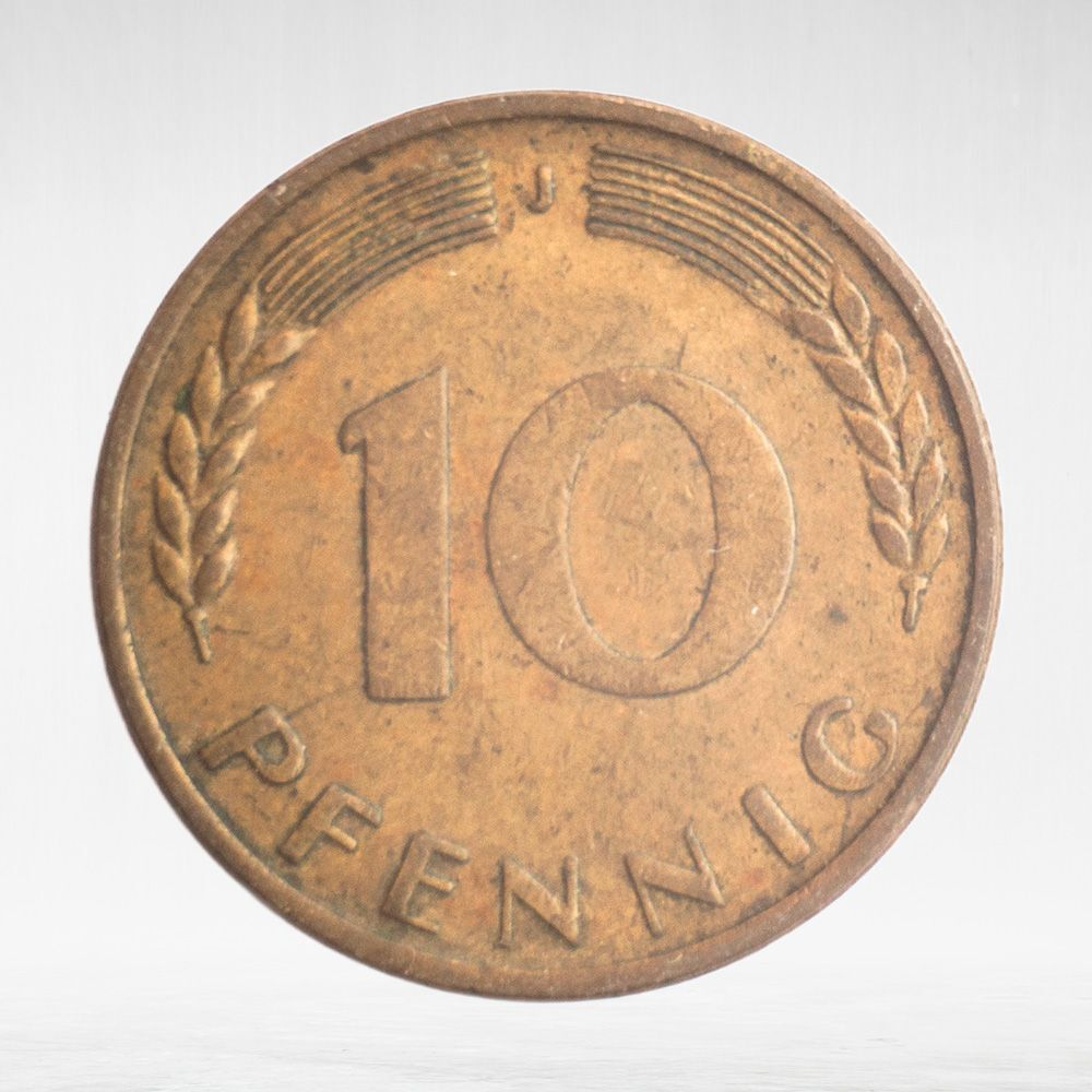 Germany, 10 Pfennigs, 1966, (Hamburg Mint - "J"), VF