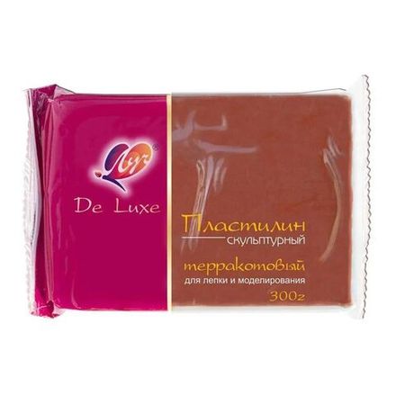 Пластилин скульптурный Луч De Luxe, 300гр, террактовый, твёрдый