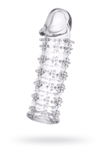 Гелевая прозрачная насадка с шипами - 12 см. (Цвет: прозрачный)