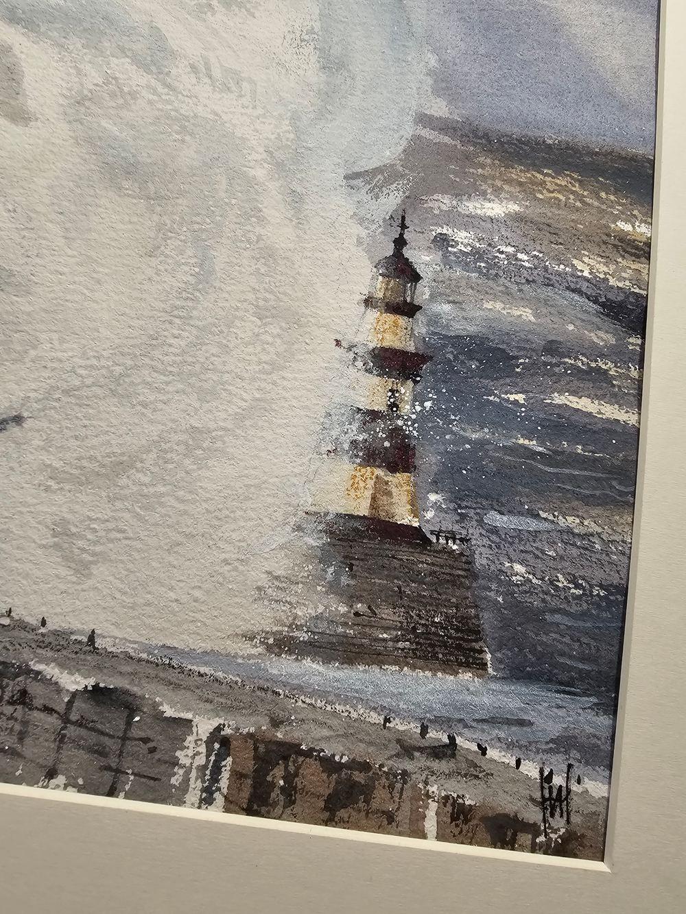 Картина авторская акварельная в паспарту 30х40 см на стену для интерьера "Шторм"