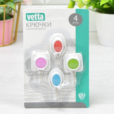 Крючок самоклеящийся 4шт "Светофор" VETTA