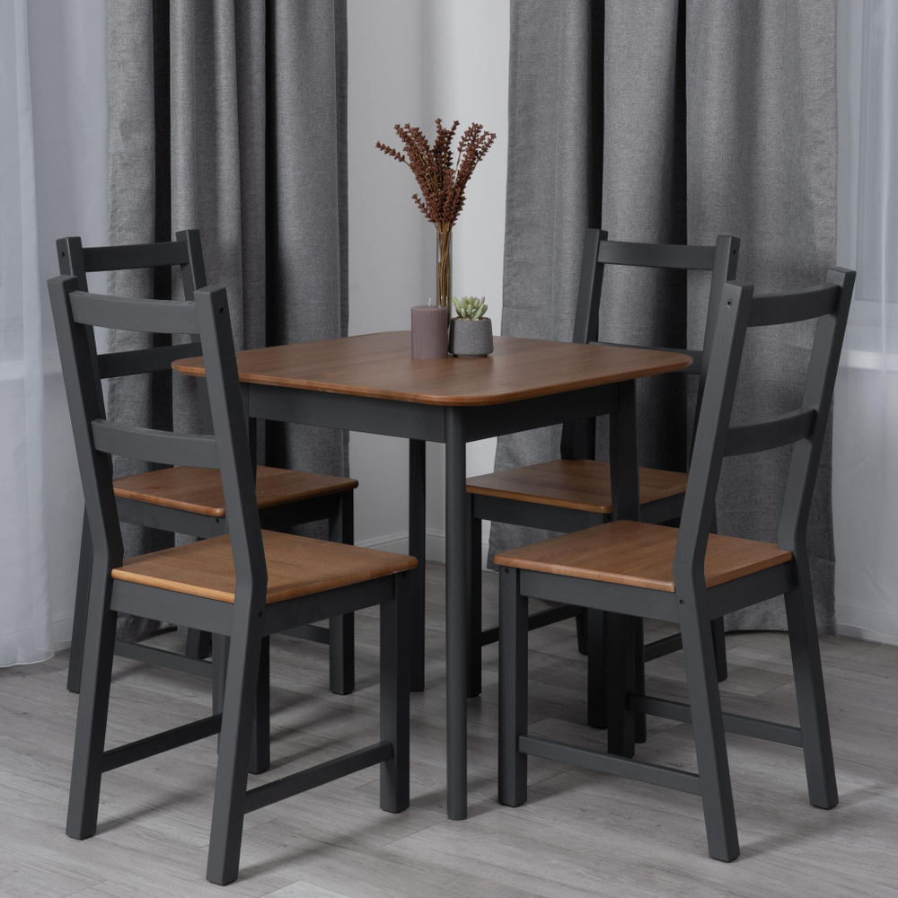 Стол Соната Люкс/ Sonata Lux table, 75х75х75 см массив сосны, антик /графит, 75х75х75 см