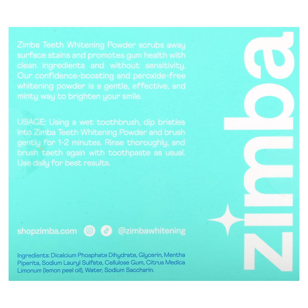 Zimba, порошок для отбеливания зубов с мятой, 30 г