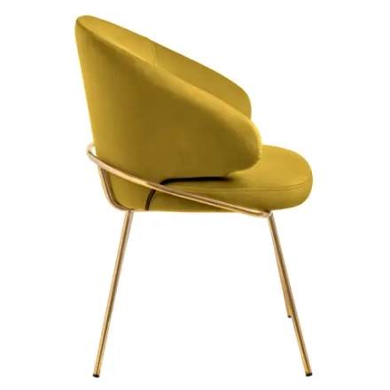 Стул-полукресло Bradex Home Emil горчичный с золотыми ножками