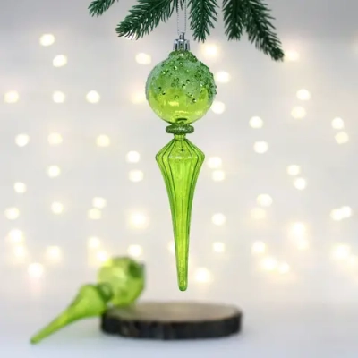 Елочные украшения «Изящный блеск» 5.3*5.3*19 см (набор 2 шт), Зеленый