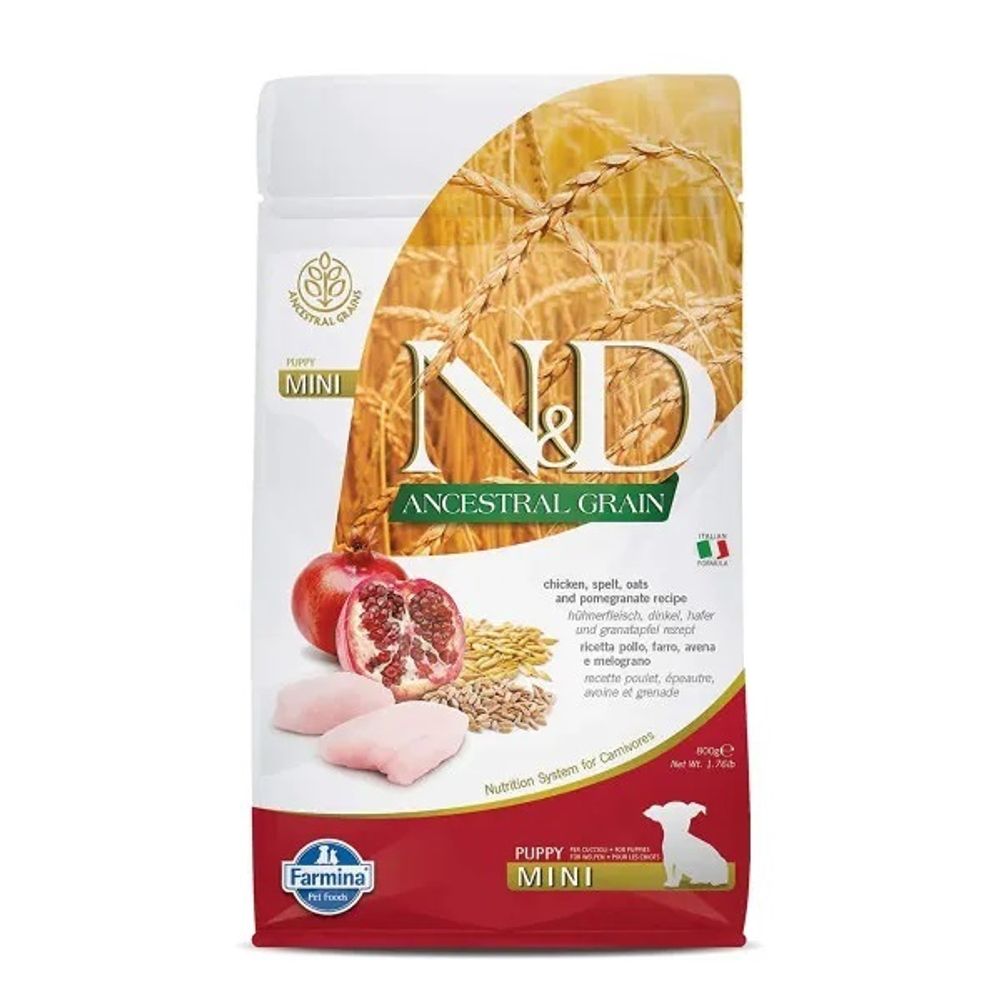 Farmina N&amp;D ANCESTRAL GRAIN д/щ MINI курица, спельта, овес, гранат - 0,8 кг СРОК 18.11.26