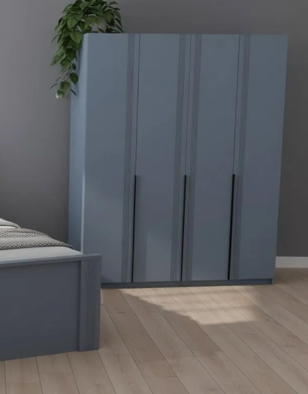 Шкаф 4-х створ. с 3-мя ящиками Ольга-6 серый шифер