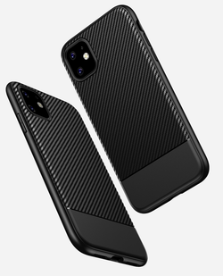Тонкий чехол на iPhone 11 стиль карбон, серии Fit от Caseport