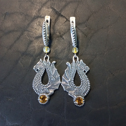 Серьги длинные "Драконы"