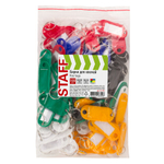 Бирки для ключей КОМПЛЕКТ 100 шт., длина 50 мм, инфо-окно 30×15 мм, АССОРТИ, STAFF, 237493