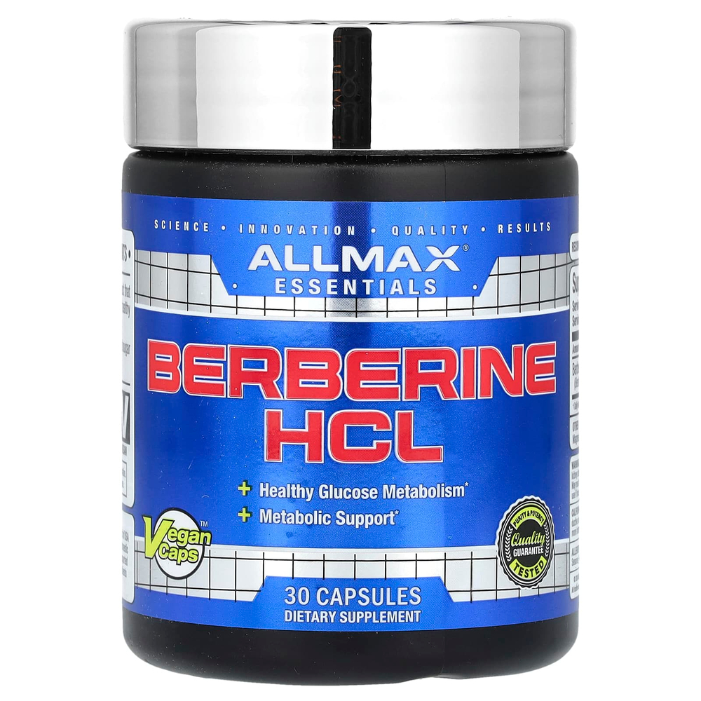 ALLMAX, Essentials, берберин гидрохлорид, 500 мг, 30 веганских капсул
