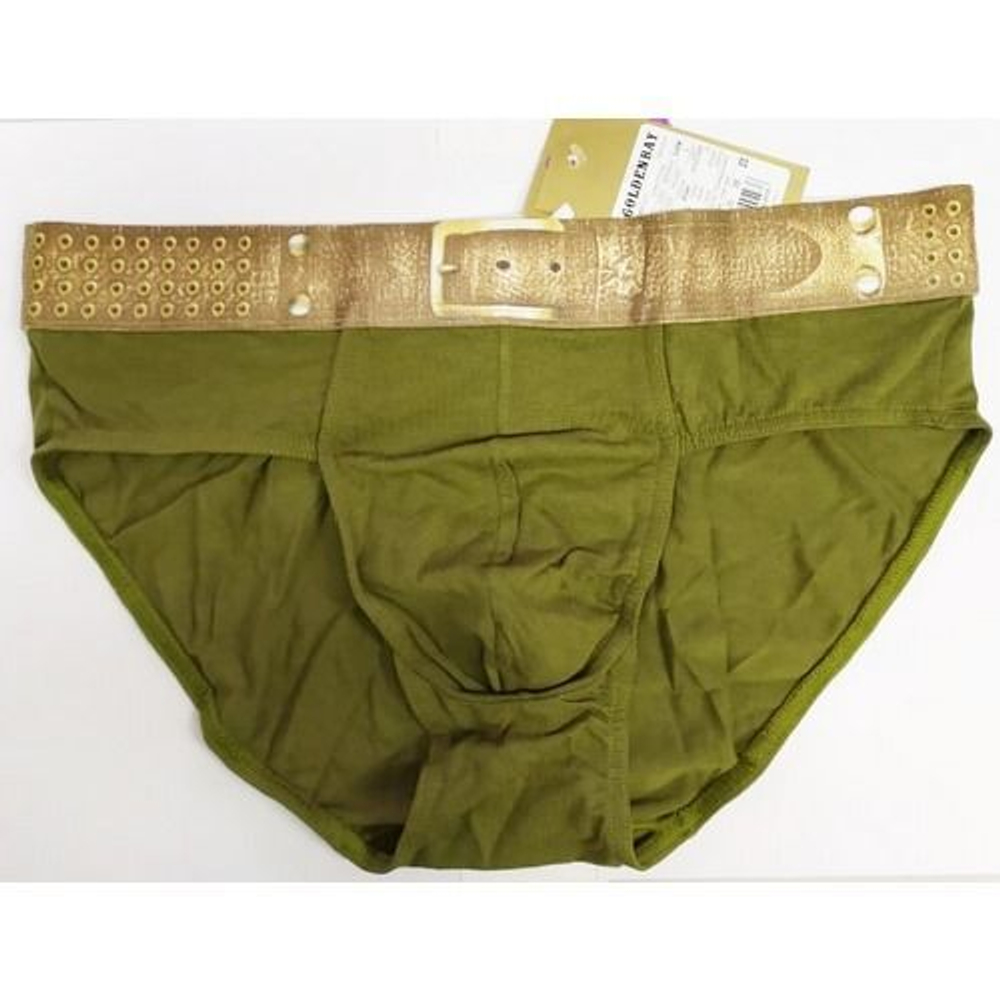 Мужские трусы брифы зеленые с резинкой-ремень Golden Bay