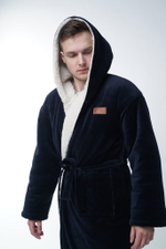 Теплый халат "Северный путь" на меху из натуральной овечьей шерсти