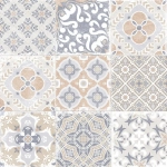 Керамогранит Alma Ceramica GFU04CTR14R Country 60x60 бежевый / голубой сахарный с орнаментом