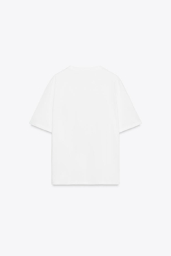 ZARA ФУТБОЛКА С ОБЪЕМНЫМИ ЦВЕТАМИ, БЕЛЫЙ