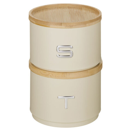 НАБОР БАНОК AGNESS ДЛЯ СЫПУЧИХ, 11Х16 СМ, ШТАБЕЛИРУЕМЫЕ, ЦВЕТ: IVORY