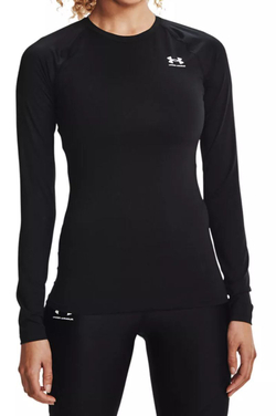 Женская теннисная футболка   Under Armour HeatGear Authentics Comp Long Sleeve - black/white