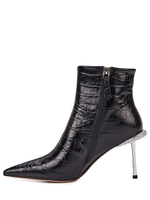 Женские чёрные ботильоны из кожи с тиснением