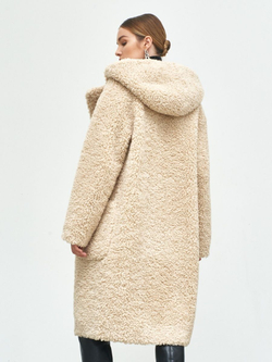 Шуба чебурашка тедди из экомеха, бежевая, Северина