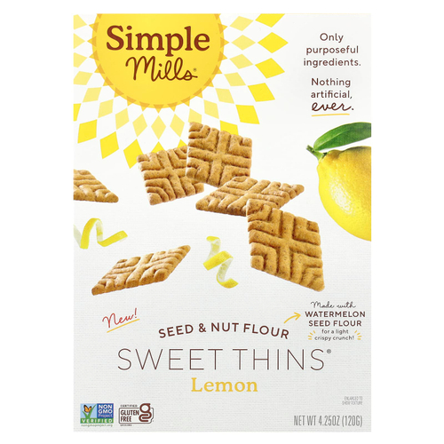 Simple Mills, Sweet Thins®, мука из семян и орехов, со вкусом лимона, 120 г (4,25 унции)