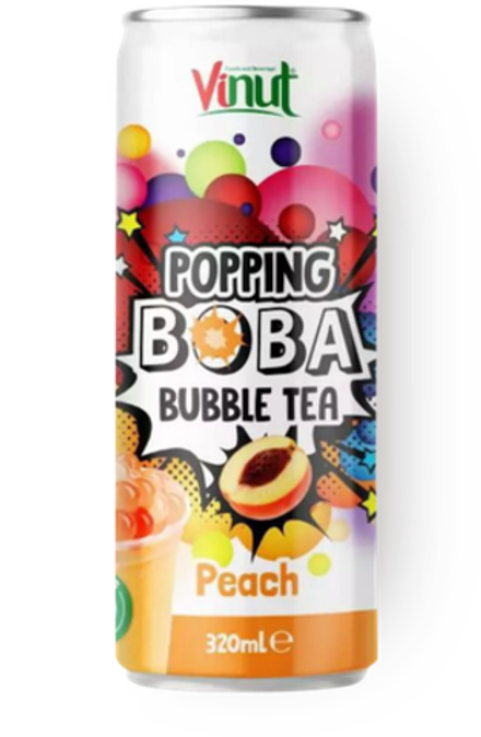 Чай Холодный Черный со Вкусом Персика Bubbles Of Love-Peach Popping Boba Tea 0.32 - банка