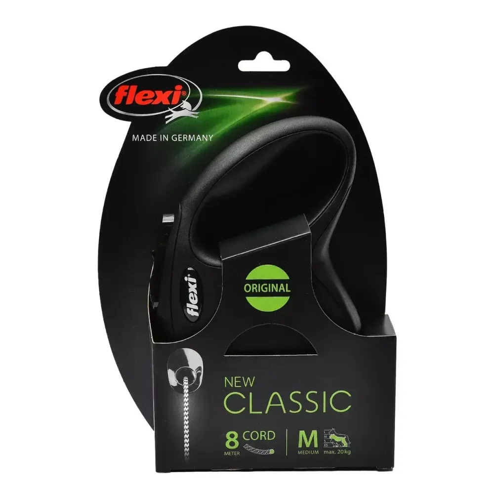 Поводок-рулетка Flexi New Classic M (до 20 кг) 8 м трос черная Поводок-рулетка Flexi New Classic M (до 20 кг) 8 м трос черная