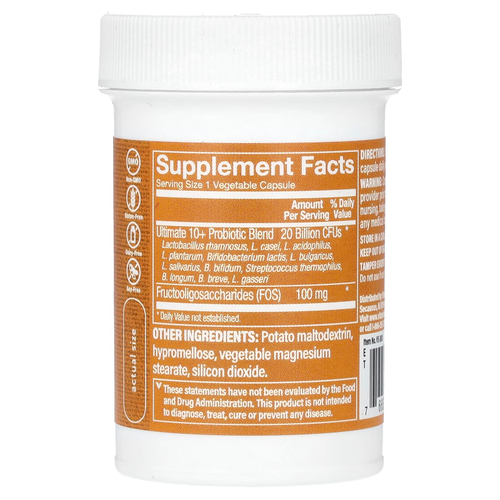 The Vitamin Shoppe, Ultimate 10+, пробиотики, 20 млрд, 30 растительных капсул