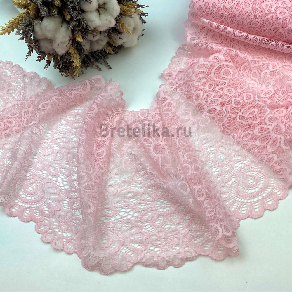 Кружево эластичное нежно-розовое 20 см