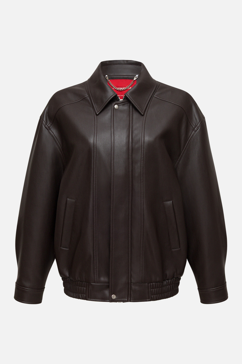 Бомбер оверсайз из экокожи