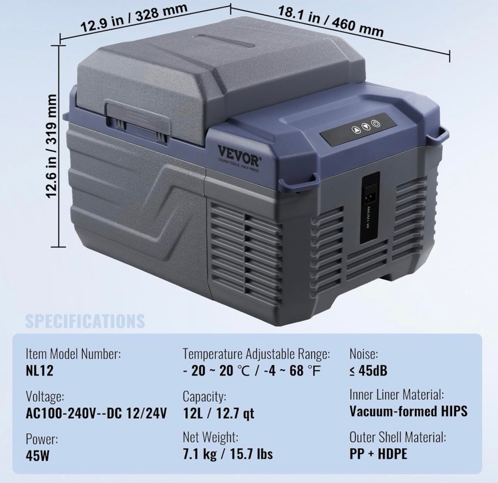 NL12 / - Автохолодильник (12 л, с Bluetooth) компрессорный Alpicool NL12 (12 литров) 12-24-220В с Bluetooth (Гарантия 14 дней)